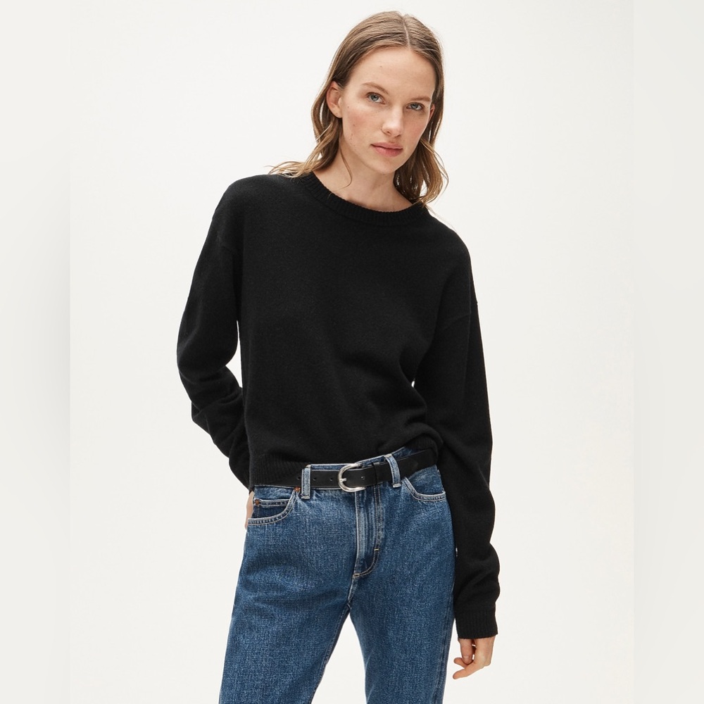 NWT J.Crew Perfect Cashmere Crewneck Sweater in Black